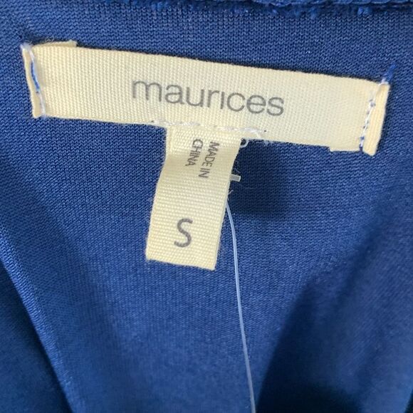 NWT Maurice’s Blue Crushed Velvet Flutter Sleeve Faux Wrap Dress Sz S - Picture 6 of 9